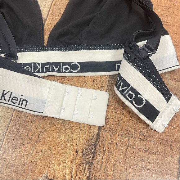 CALVIN KLEIN Small Cotton Logo Triangle Bra Bralette Casual Solid - Picture 4 of 6